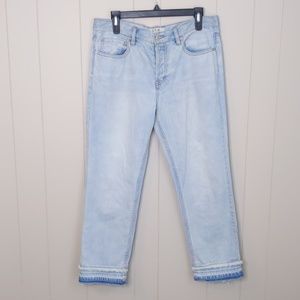 Free People Raw Hem Cropped Boyfriend Jeans